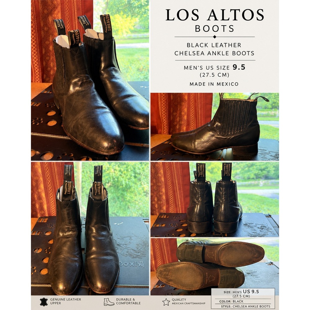 Los Altos Brown Leather Chelsea Ankle Boots Men's US 9.5 (27.5) Made‎ in Mexico